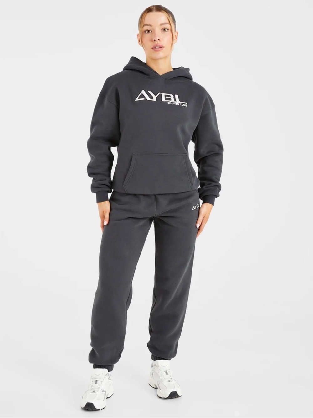 AYBL Retro Embroidered Oversized Hoodie Charcoal - Picture 3 of 6